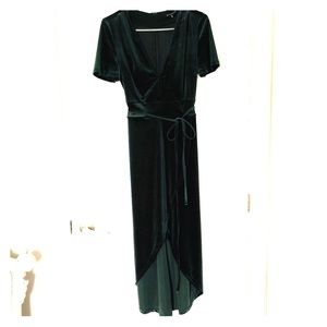 Dark green, velvet dress.